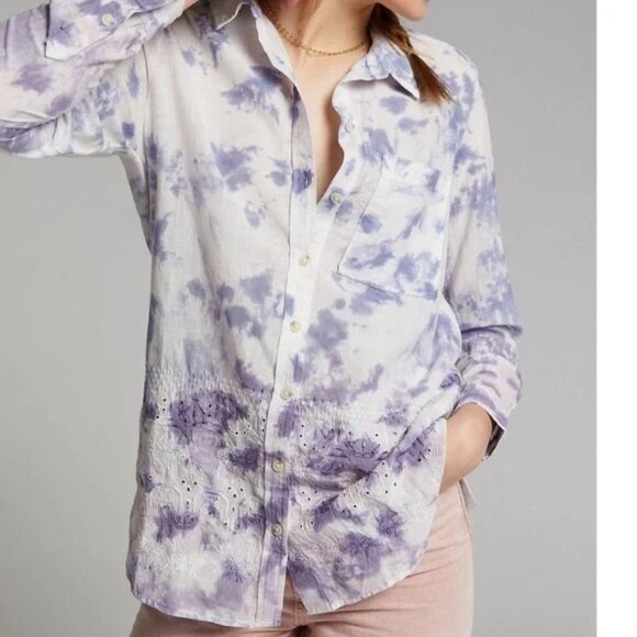 Anthropologie Pilcro The Cate Tie Dye Button Down Shirt Size XS - Picture 1 of 16